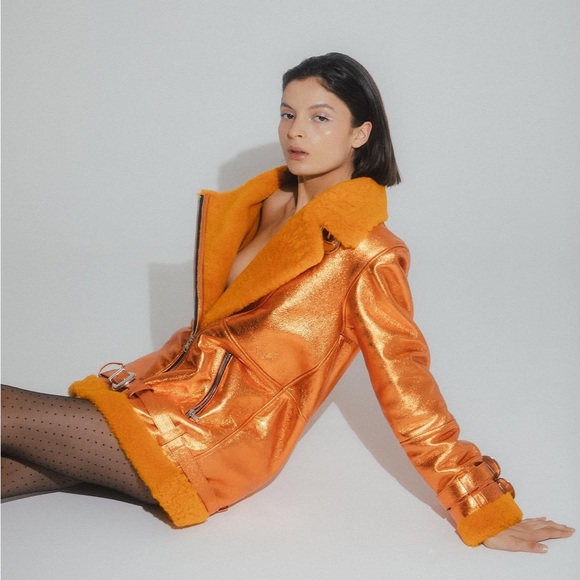 Free People DanCassab Wonder Metallic orange Jacket - Picture 6 of 12